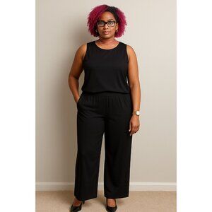 Max Studio London Black Wide Leg Pants Women’s M Elastic Waist Office Casual